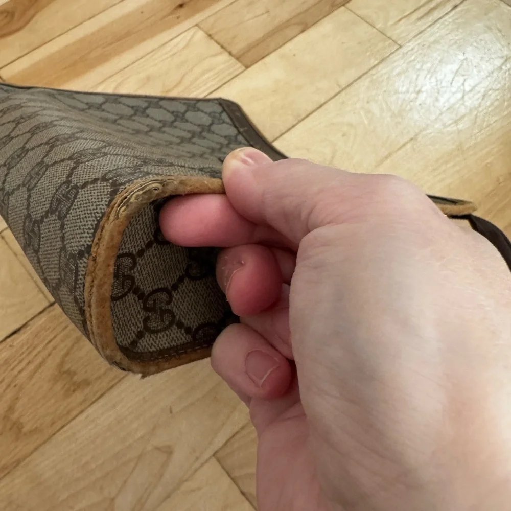 Gucci Vintage Coated Canvas Brown and Tan Monogram Clutch/Pouch
